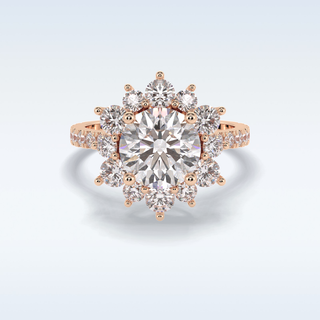 Elegant 2.5 CT Halo & Pave Engagement Ring Featuring Round Moissanite