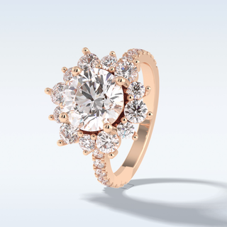 Elegant 2.5 CT Halo & Pave Engagement Ring Featuring Round Moissanite