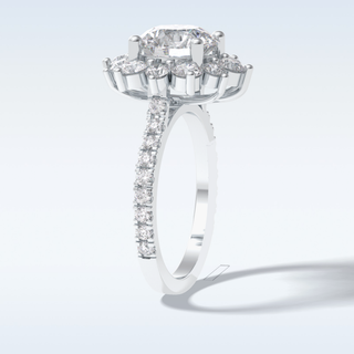Elegant 2.5 CT Halo & Pave Engagement Ring Featuring Round Moissanite