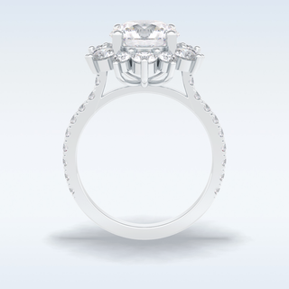 Elegant 2.5 CT Halo & Pave Engagement Ring Featuring Round Moissanite