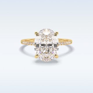 Elegant 3.54 CT Pave & Hidden Halo Engagement Ring Featuring Oval Moissanite