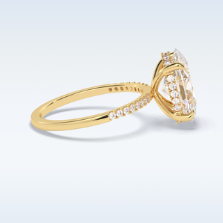 Elegant 3.54 CT Pave & Hidden Halo Engagement Ring Featuring Oval Moissanite