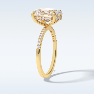 Elegant 3.54 CT Pave & Hidden Halo Engagement Ring Featuring Oval Moissanite