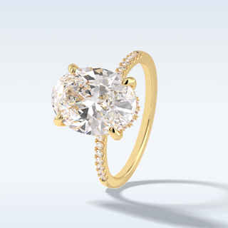 Elegant 3.54 CT Pave & Hidden Halo Engagement Ring Featuring Oval Moissanite