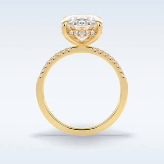 Elegant 3.54 CT Pave & Hidden Halo Engagement Ring Featuring Oval Moissanite