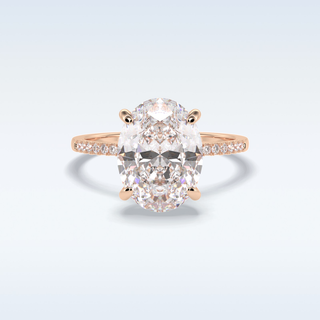 Elegant 3.54 CT Pave & Hidden Halo Engagement Ring Featuring Oval Moissanite