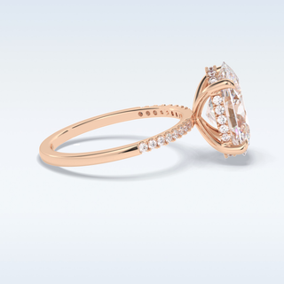 Elegant 3.54 CT Pave & Hidden Halo Engagement Ring Featuring Oval Moissanite