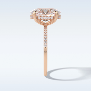 Elegant 3.54 CT Pave & Hidden Halo Engagement Ring Featuring Oval Moissanite