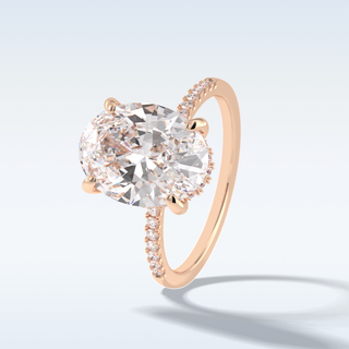 Elegant 3.54 CT Pave & Hidden Halo Engagement Ring Featuring Oval Moissanite