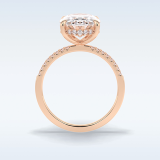 Elegant 3.54 CT Pave & Hidden Halo Engagement Ring Featuring Oval Moissanite