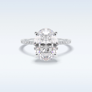 Elegant 3.54 CT Pave & Hidden Halo Engagement Ring Featuring Oval Moissanite