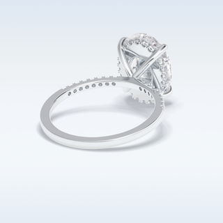 Elegant 3.54 CT Pave & Hidden Halo Engagement Ring Featuring Oval Moissanite