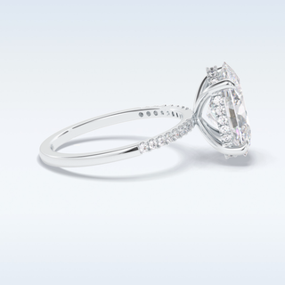Elegant 3.54 CT Pave & Hidden Halo Engagement Ring Featuring Oval Moissanite