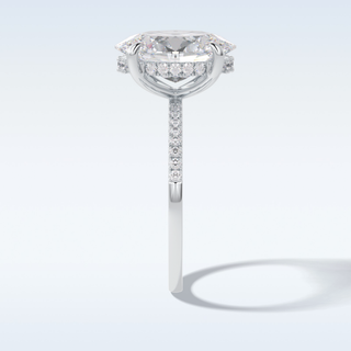 Elegant 3.54 CT Pave & Hidden Halo Engagement Ring Featuring Oval Moissanite