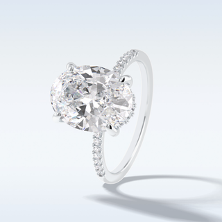 Elegant 3.54 CT Pave & Hidden Halo Engagement Ring Featuring Oval Moissanite