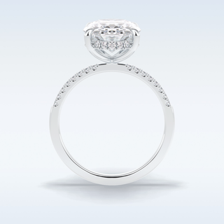 Elegant 3.54 CT Pave & Hidden Halo Engagement Ring Featuring Oval Moissanite