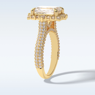 Elegant 3.0 CT Halo & Pave Engagement Ring Featuring Emerald Moissanite
