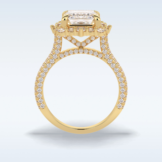 Elegant 3.0 CT Halo & Pave Engagement Ring Featuring Emerald Moissanite