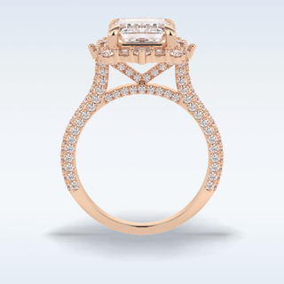 Elegant 3.0 CT Halo & Pave Engagement Ring Featuring Emerald Moissanite