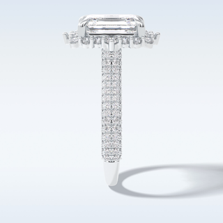 Elegant 3.0 CT Halo & Pave Engagement Ring Featuring Emerald Moissanite