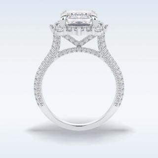 Elegant 3.0 CT Halo & Pave Engagement Ring Featuring Emerald Moissanite