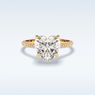 Elegant 3.0 CT Pave & Hidden Halo Engagement Ring Featuring Heart Moissanite