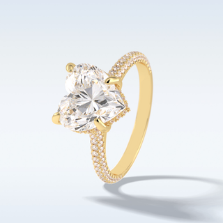 Elegant 3.0 CT Pave & Hidden Halo Engagement Ring Featuring Heart Moissanite
