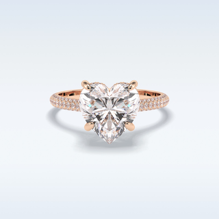 Elegant 3.0 CT Pave & Hidden Halo Engagement Ring Featuring Heart Moissanite