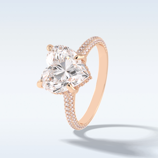 Elegant 3.0 CT Pave & Hidden Halo Engagement Ring Featuring Heart Moissanite