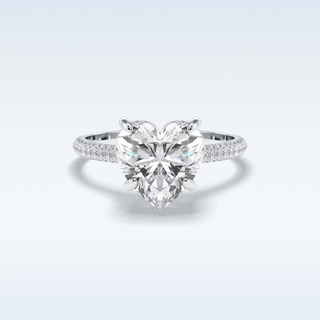 Elegant 3.0 CT Pave & Hidden Halo Engagement Ring Featuring Heart Moissanite