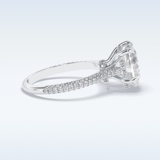 Elegant 3.0 CT Pave & Hidden Halo Engagement Ring Featuring Heart Moissanite
