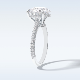 Elegant 3.0 CT Pave & Hidden Halo Engagement Ring Featuring Heart Moissanite