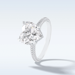 Elegant 3.0 CT Pave & Hidden Halo Engagement Ring Featuring Heart Moissanite