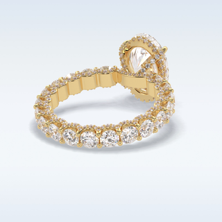 Elegant 3.09 CT Pave & Hidden Halo Engagement Ring Featuring Oval Moissanite
