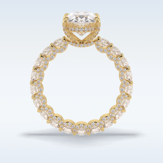 Elegant 3.09 CT Pave & Hidden Halo Engagement Ring Featuring Oval Moissanite