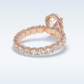 Elegant 3.09 CT Pave & Hidden Halo Engagement Ring Featuring Oval Moissanite