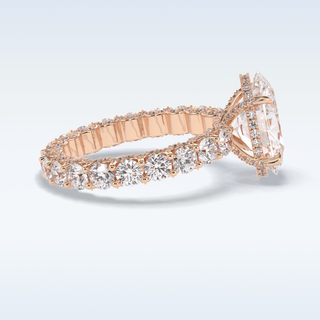 Elegant 3.09 CT Pave & Hidden Halo Engagement Ring Featuring Oval Moissanite