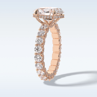 Elegant 3.09 CT Pave & Hidden Halo Engagement Ring Featuring Oval Moissanite