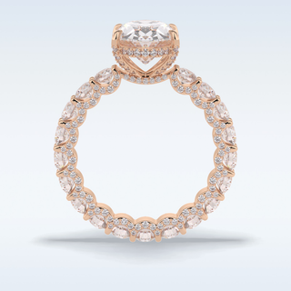 Elegant 3.09 CT Pave & Hidden Halo Engagement Ring Featuring Oval Moissanite