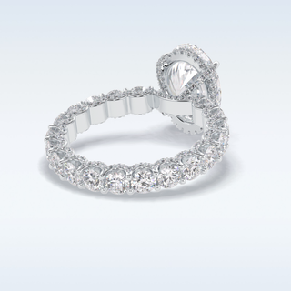 Elegant 3.09 CT Pave & Hidden Halo Engagement Ring Featuring Oval Moissanite