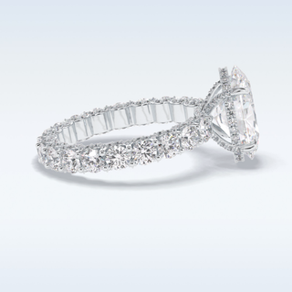 Elegant 3.09 CT Pave & Hidden Halo Engagement Ring Featuring Oval Moissanite