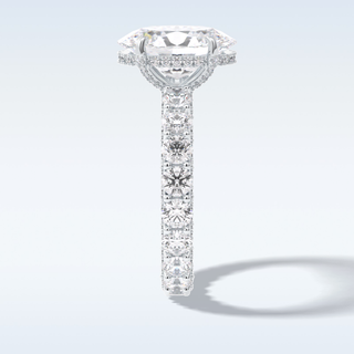 Elegant 3.09 CT Pave & Hidden Halo Engagement Ring Featuring Oval Moissanite