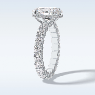 Elegant 3.09 CT Pave & Hidden Halo Engagement Ring Featuring Oval Moissanite