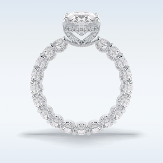 Elegant 3.09 CT Pave & Hidden Halo Engagement Ring Featuring Oval Moissanite