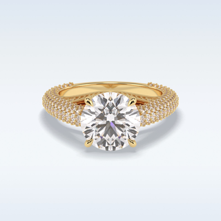 3.0 CT Pave Engagement Ring Featuring Round Moissanite
