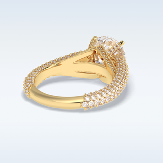 3.0 CT Pave Engagement Ring Featuring Round Moissanite