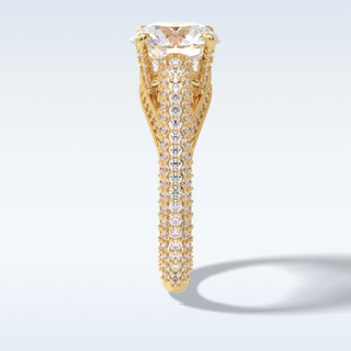 3.0 CT Pave Engagement Ring Featuring Round Moissanite
