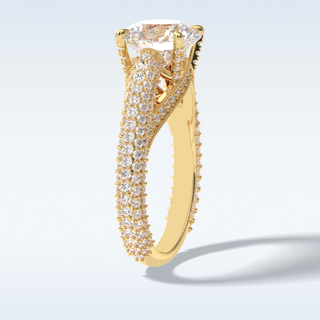 3.0 CT Pave Engagement Ring Featuring Round Moissanite