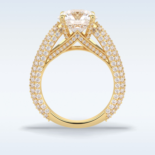 3.0 CT Pave Engagement Ring Featuring Round Moissanite