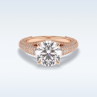 3.0 CT Pave Engagement Ring Featuring Round Moissanite